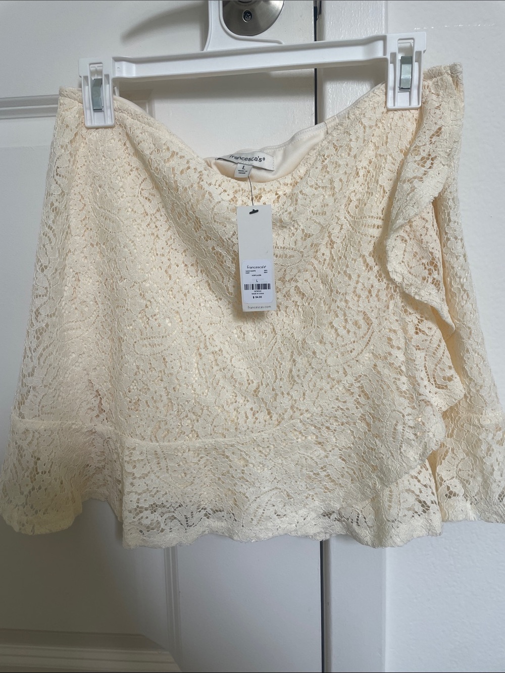 Francesca's Collections Cream Lace Skater Skirt